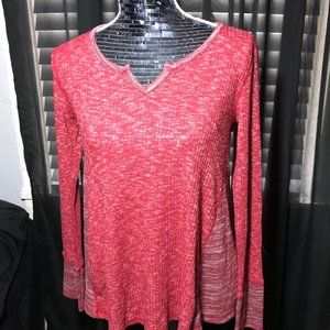 En Cream Size M Burgundy Long Sleeve Tunic